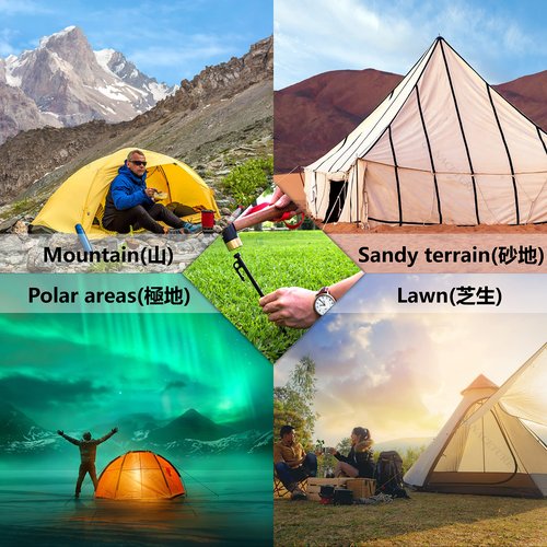 Heavy Duty Tent Stake 12 Inch 4 Pack with Camp Rope Guy Lines, Yard Stakes for Canopy, Camping Stakes for Ground, Tent Pegs Thickened Reinforced Nail Heads