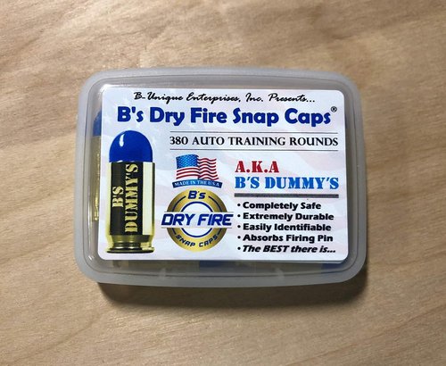 B's Dry Fire Snap Caps - A.K.A. B's Dummy's - Dummy 380 Auto Training Caps (7 Pack) (Blue Brass)