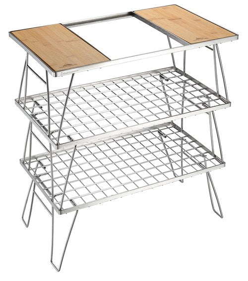 Campingmoon IGT Grill Table Stainless Steel w/Storage Bag Triple-Tier CK-3
