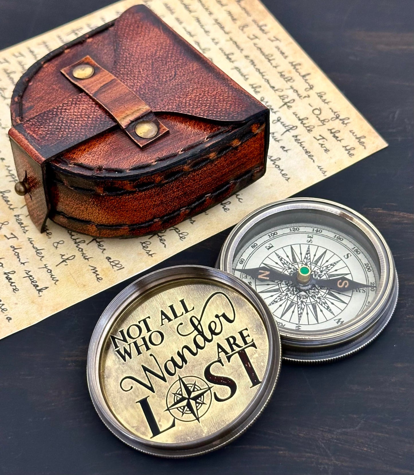 Unique Engraved Compass - NOT All Who Wander Are Lost - Men's Graduation Gift for Him, Dad, Husband