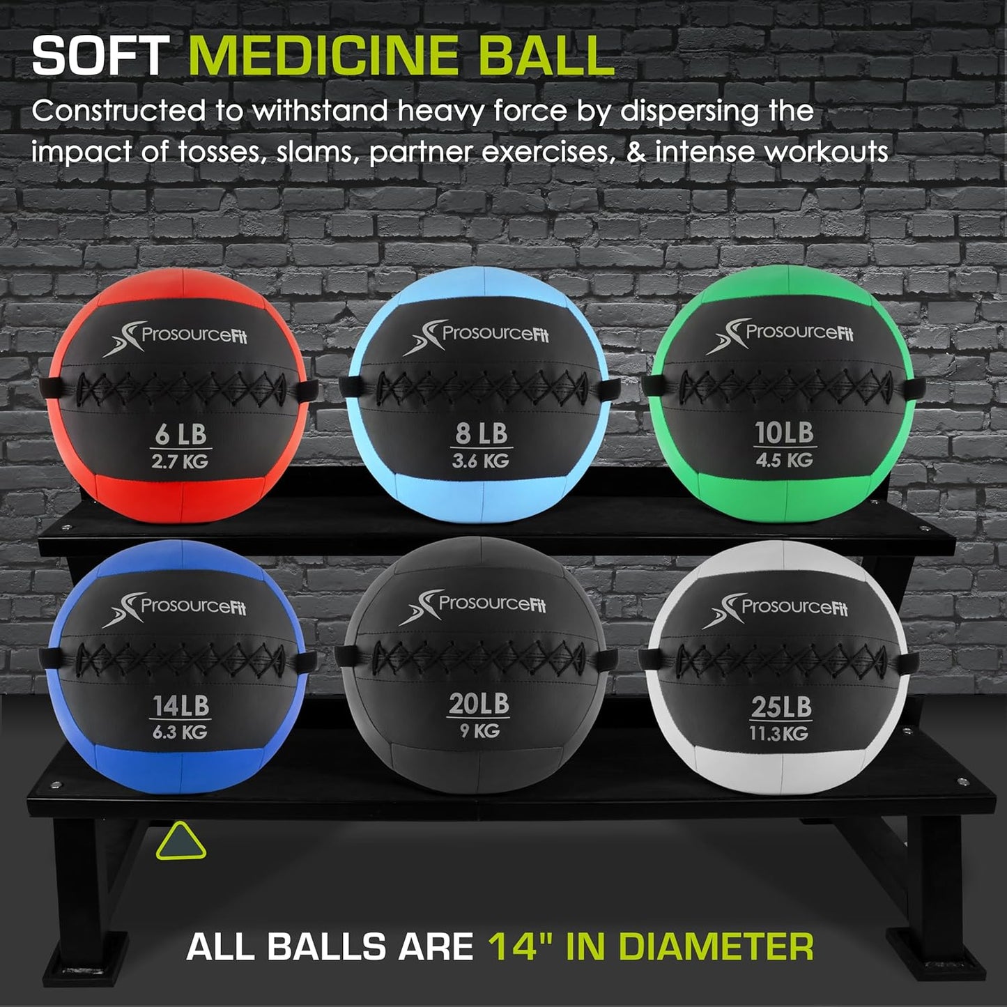 ProsourceFit Soft Medicine Balls, Wall Balls and Full Body Dynamic Exercises, Color-Coded Weights