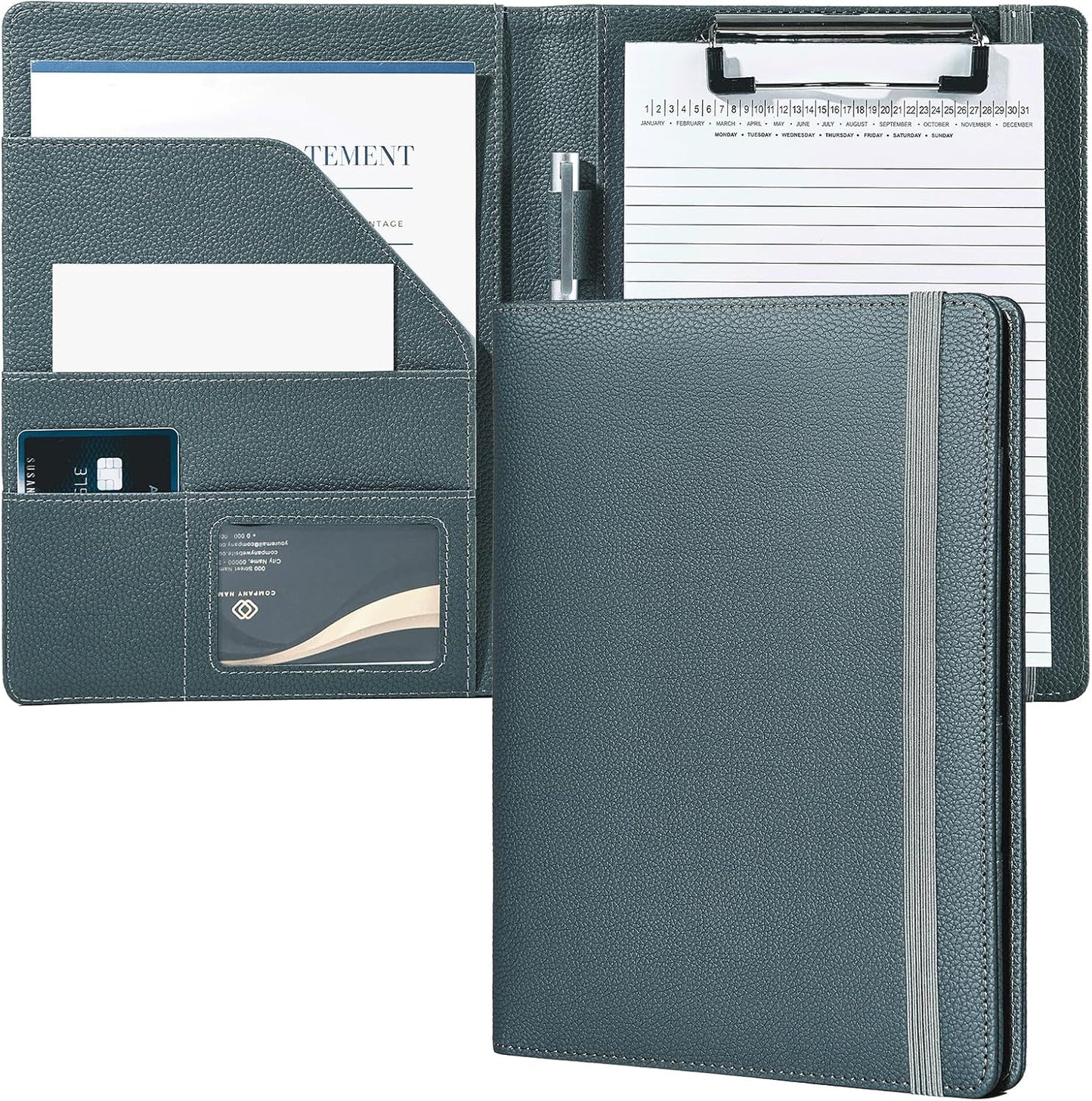 Small Clipboard Junior Padfolio Folio 7 x 9 Writing Pad Refillable, Mymazn Faux Leather Folder A5 for Notepad Legal pad 5 x 8 Junior Size Portfolio (Black)