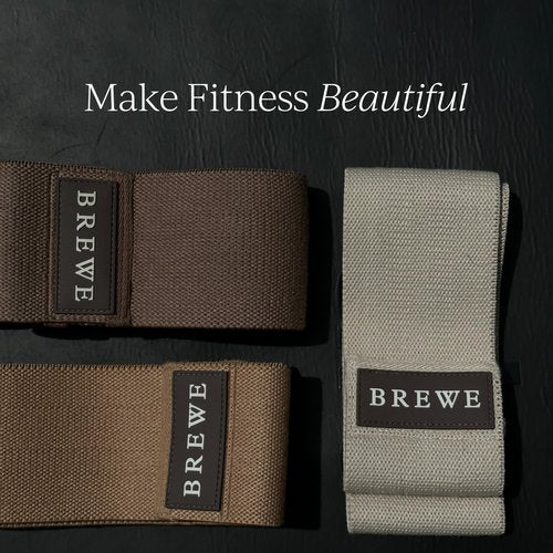 BREWE Resistance Bands Set for Women & Men, 3 Pack, Neutrals, Anti-Slip Fabric Bands for Booty, Legs & Thighs