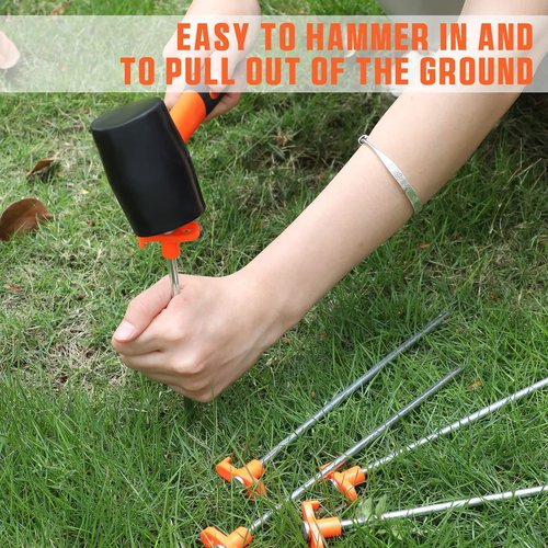 Shimeyao 10" Tent Stakes Camping Heavy Duty Stakes Bulk Metal Ground Pegs Camping Spikes Galvanized for Outdoor Pitching Canopy(Orange,200 Pcs)
