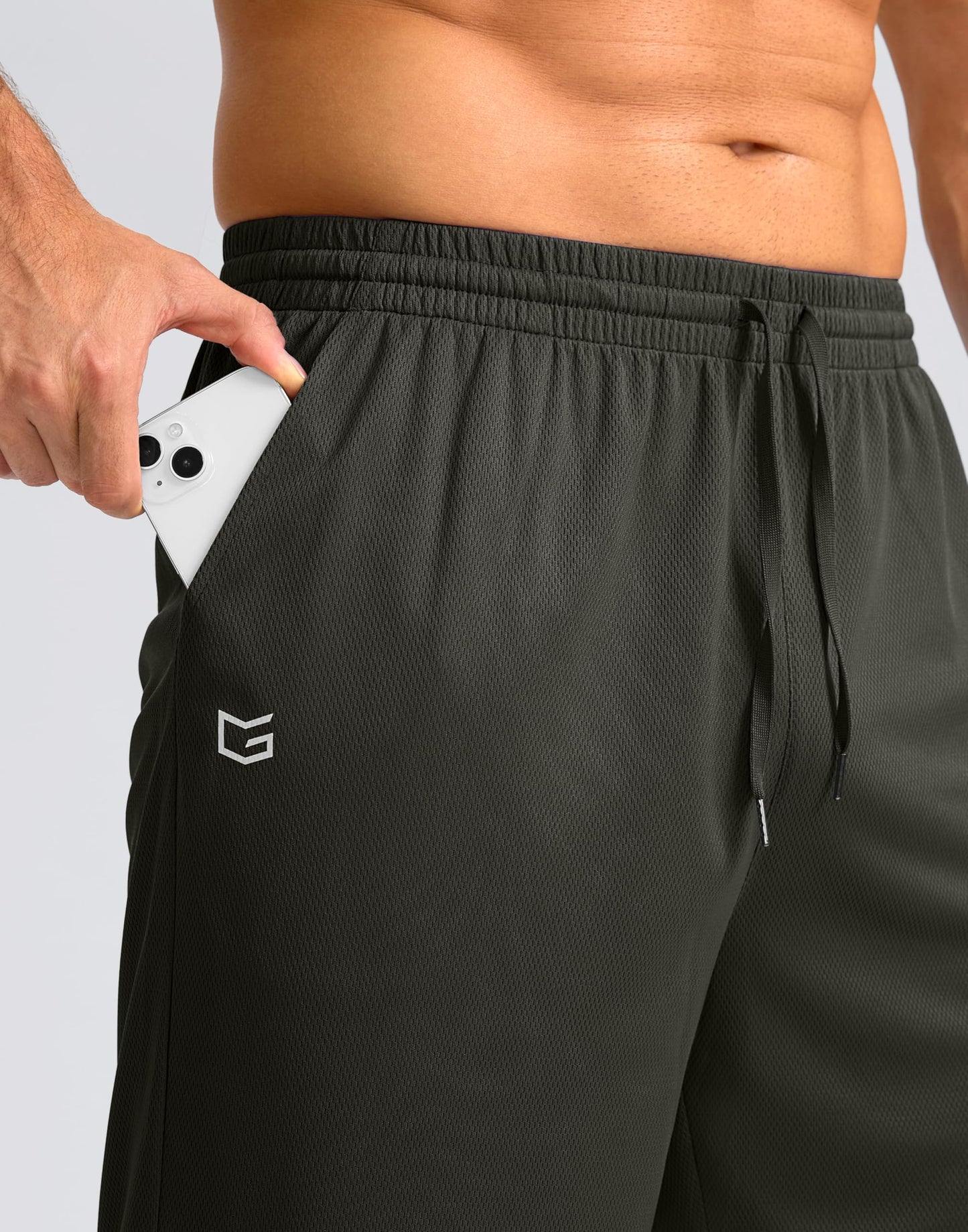 G Gradual Men's Athletic Shorts with Pockets 9" / 11" Long Basketball Shorts Lightweight Quick Dry Gym Workout Shorts for Men(Olive,XXXL)