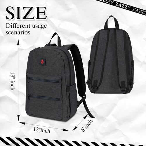 zazzy Smell Proof Backpack Lockable Carbon Fiber Odor Proof Backpack, Backpack with Lock, Travel Backpack Daypack Black