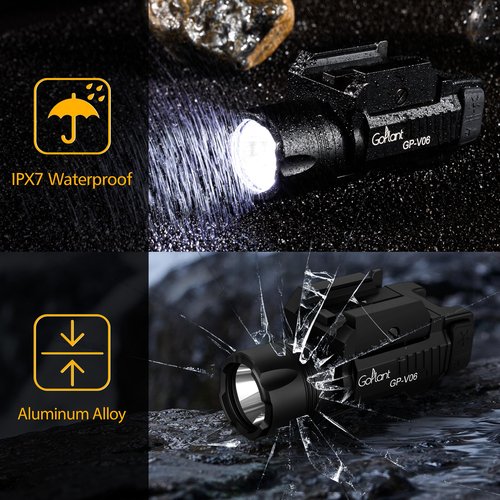GOPLANT 1500 Lumens Weapon Laser Light Long Runtime 160 Minutes, Type-C Rechargeable Adjustable Rail-Mounted Laser Light Combo, LED Tactical Rifle Flashlight (GP-V06)