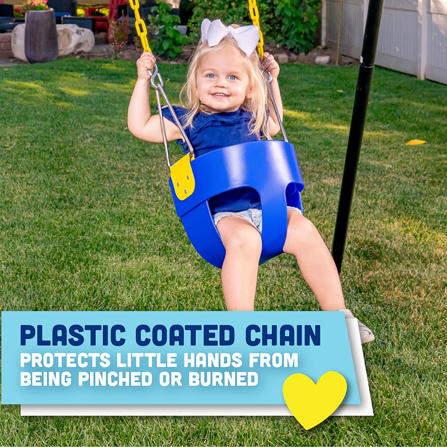 Squirrel Products High Back Full Bucket Toddler Swing Seat, Blue