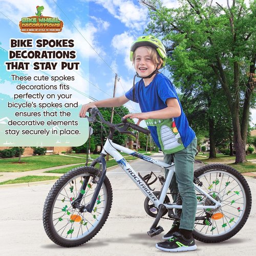 Bike Wheel Spoke Accessories for Kids – Bicycle Decorations & Attachments for Boys & Girls - Party Favors, Goodie Bag Stuffers, Outdoor Toys – Dinosaur, Flower & Butterflies Theme - 36 Pcs