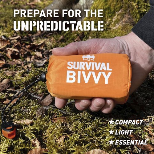 Monterra Emergency Survival Bivvy, Sleeping Bag, 2 Pack, Hiking Essentials, Bivy Sack, Outdoor Gear and Equipment, Camping Accessories. (Orange)