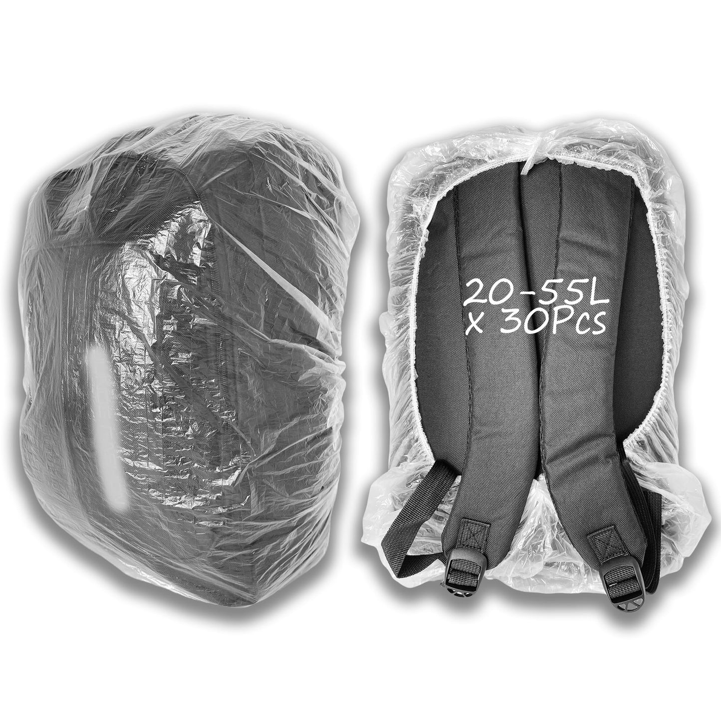 Aogigigio 30pcs Backpack Rain Cover Waterproof - Disposable Lightweight Backpack Cover for Outdoor Hiking Air Travel for 20-55L