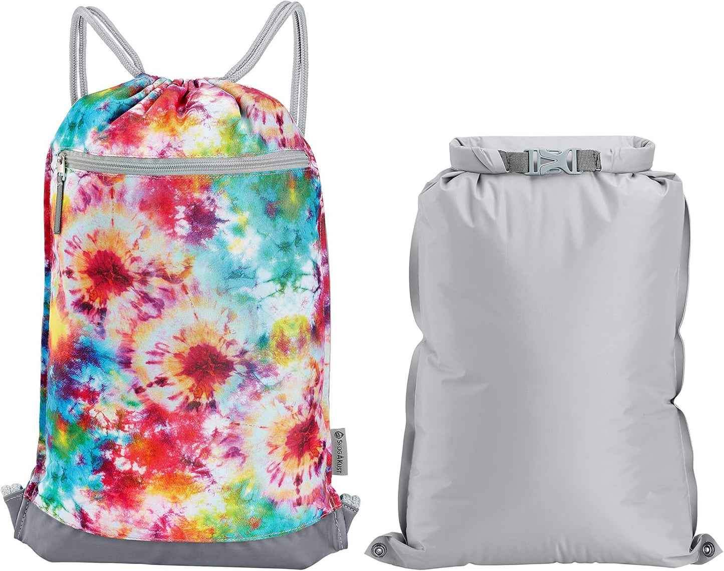 Skog Å Kust GymSak | Patented 2-in-1 Drawstring Cinch Bag with Removable Waterproof Dry Bag | Red