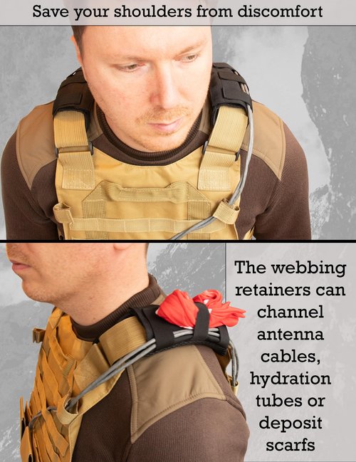 Shoulder Strap Pad for Optimal Weight Distribution, Plate Carrier Shoulder Pads with Velcro, Backpack Strap Pads, Shoulder Strap Cushion for Tactical and Weighted Vests, Body Armor or Waist Belts