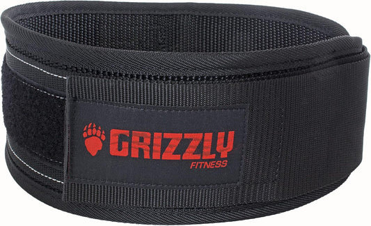 Grizzly Fitness 4" Bearhugger Nylon Weightlifting Belt | Intended for Lightweight Training | Polypropylene Sling Fabric With Military Web | Hook & Loop Closure | Roller Buckle