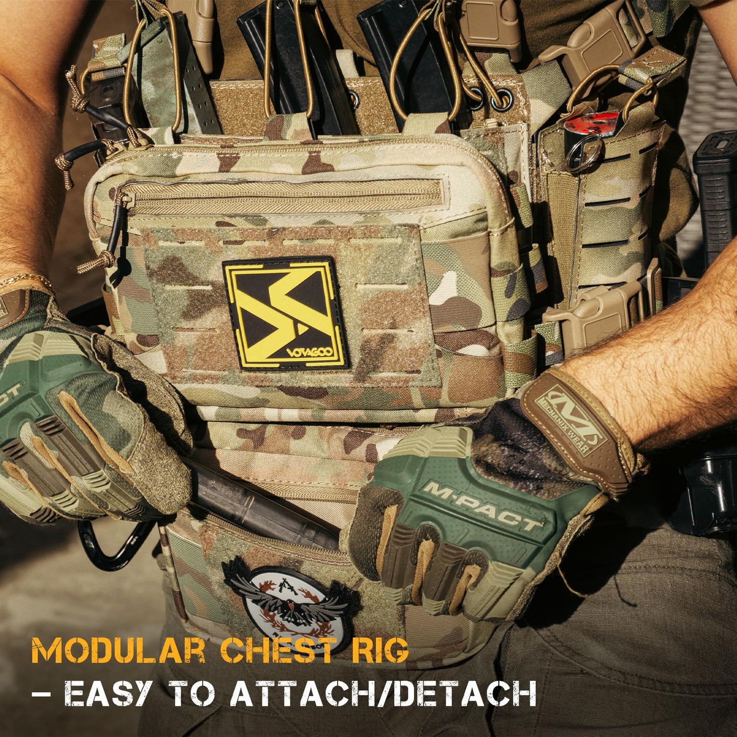 VOTAGOO Chest Rig-Tactical Chest Rig，Molle Modular Micro Fight Chest Rigs Adjustable&Detachable with 5.56/7.62 Magazine Pouch
