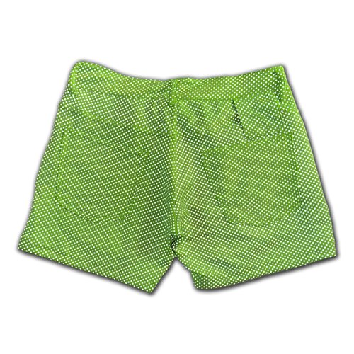 Mens Rave/Party Huggers Booty Shorts with Zippered Phone and Hidden Pockets (UV Green Reflective Dots, 26)
