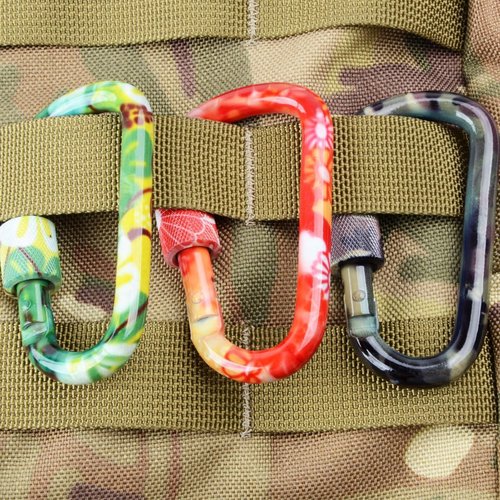 DYZD Gear Aluminum Alloy D Shape Buckles D Ring Keychains Screw Locking Spring Clip Hook Keyring Clip Hook-5 Colors
