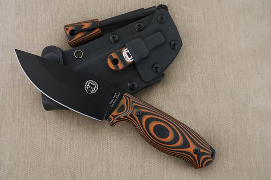 Holtzman's Gorilla Survival Bloodline Full Tang Fixed Blade Survival Knife with Kydex Sheath (Orange) - Durable 1095 High Carbon Steel