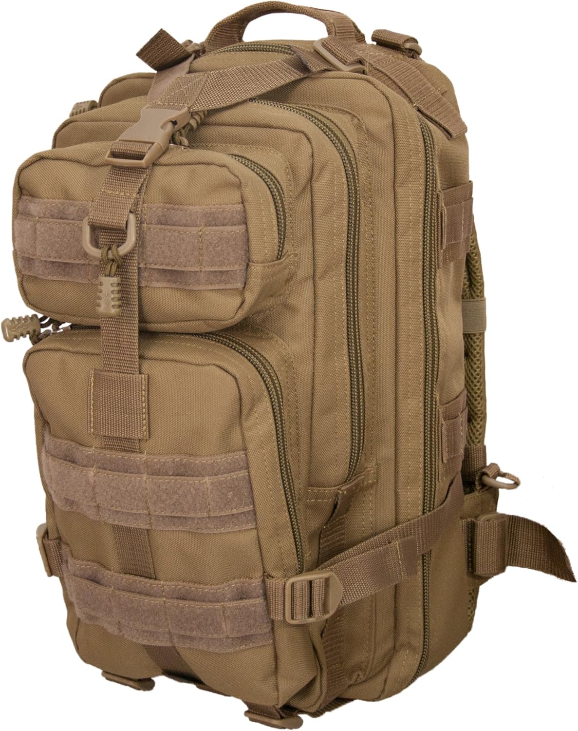 Presidio Tactical Assault Backpack - Military Approved Compact Backpack - Water Resistant 900D Polyester - Features Large Center Pocket & MOLLE Webbing [Coyote Brow]