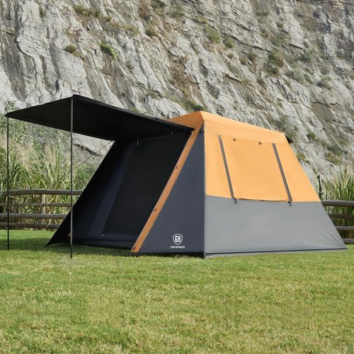 EVER ADVANCED Blackout 6 Person Camping Tent, Instant Cabin Tent for Family with Vestibule and Large Mesh Windows, 60s Easy Setup, Double Layer, Water-Resistant Orange