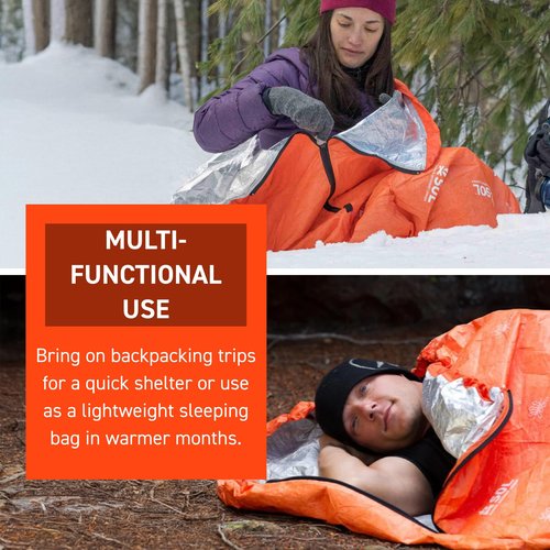S.O.L. Survive Outdoors Longer SOL Escape Bivvy with Hood - Orange, 60 GSM