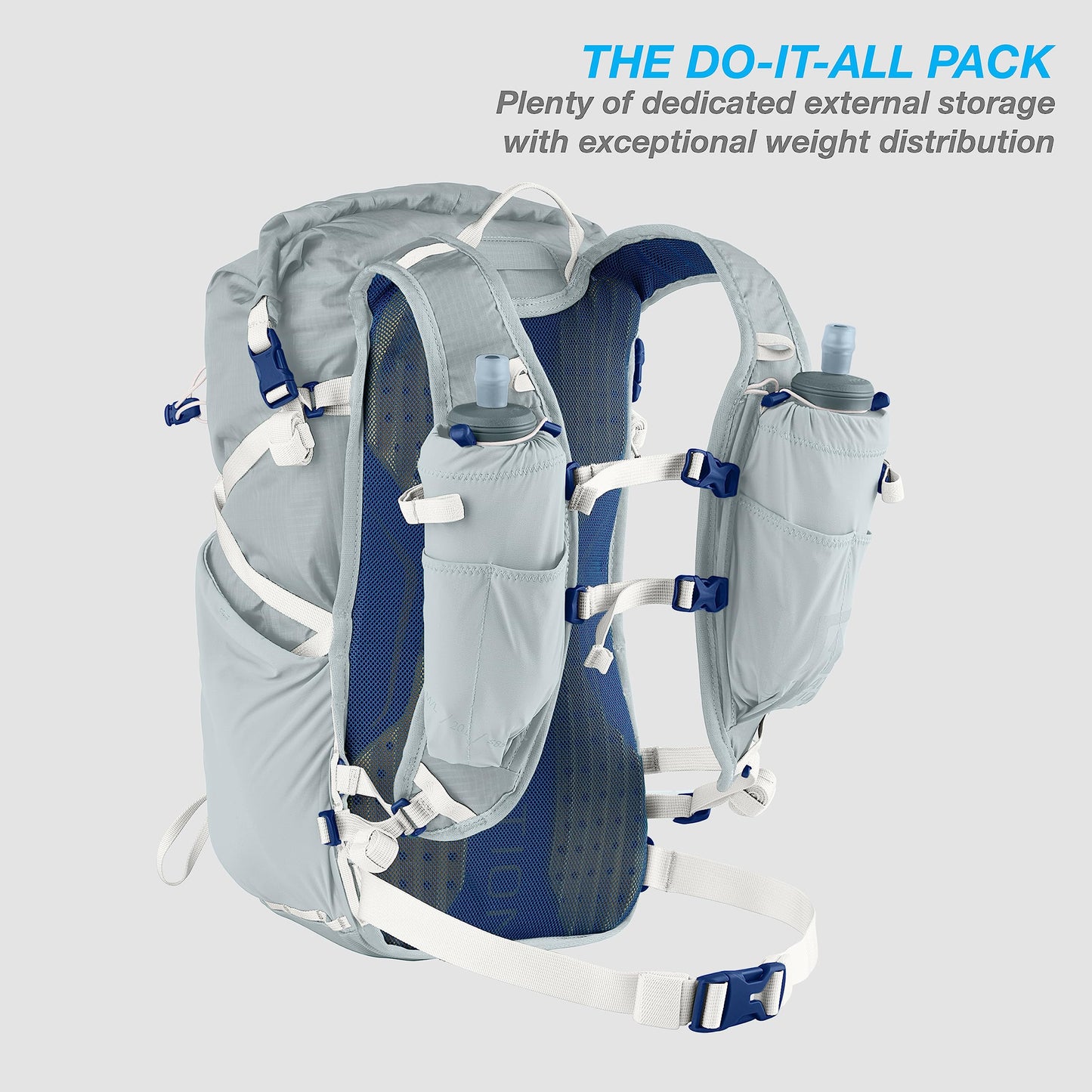 Ultimate Direction FastPackHer 20L 2.0 – Lightweight Running Hydration Backpack, Women’s Specific Fit, Shoulder Strap Pockets, Upgraded for 2023 (Medium / Mist)