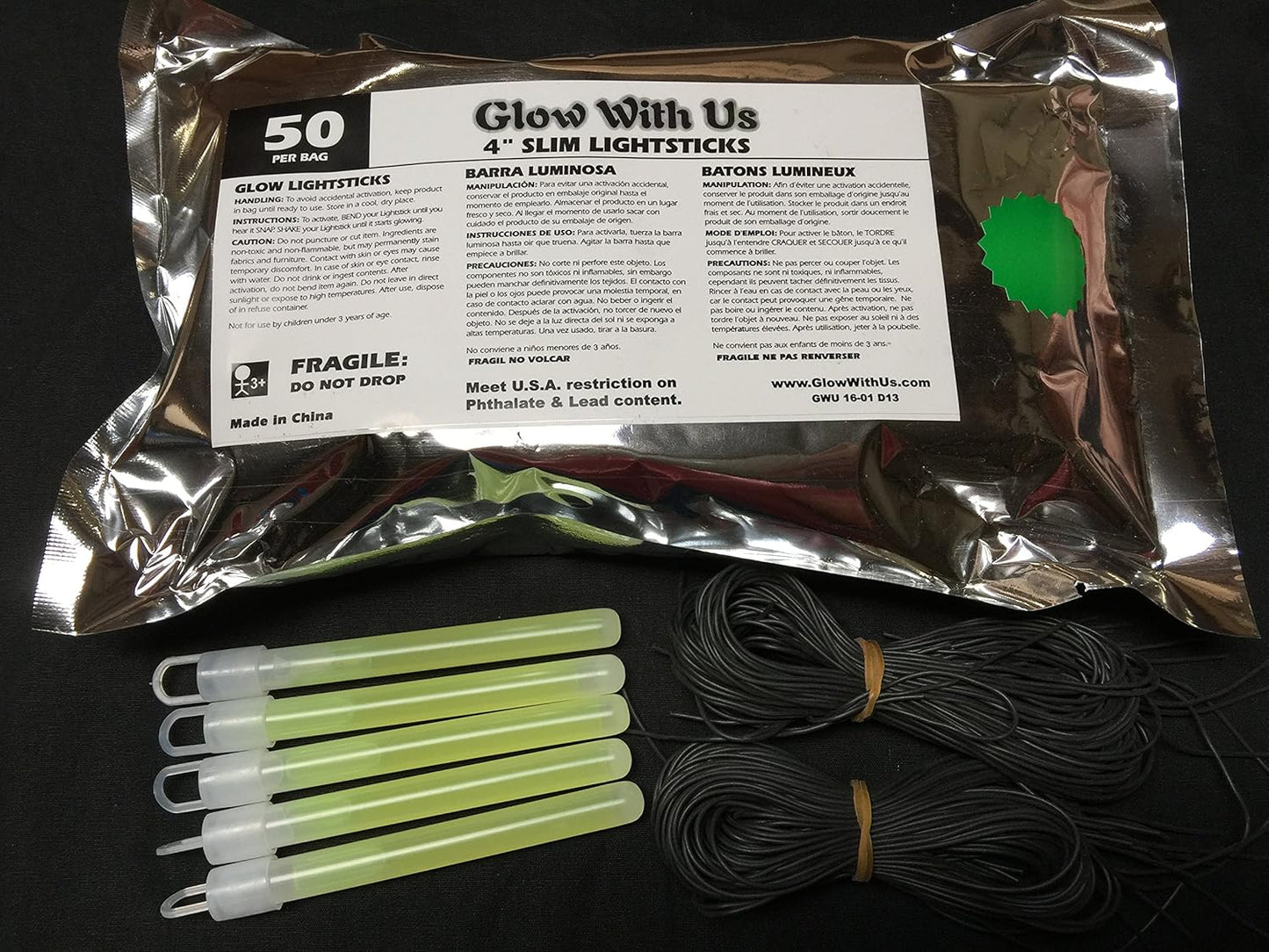 Glow Sticks Bulk Wholesale, 50 4” Blue Glow Stick Light Sticks. Bright Color, Kids Love Them! Glow 8-12 Hrs, 2-Year Shelf Life, Sturdy Packaging, GlowWithUs Brand