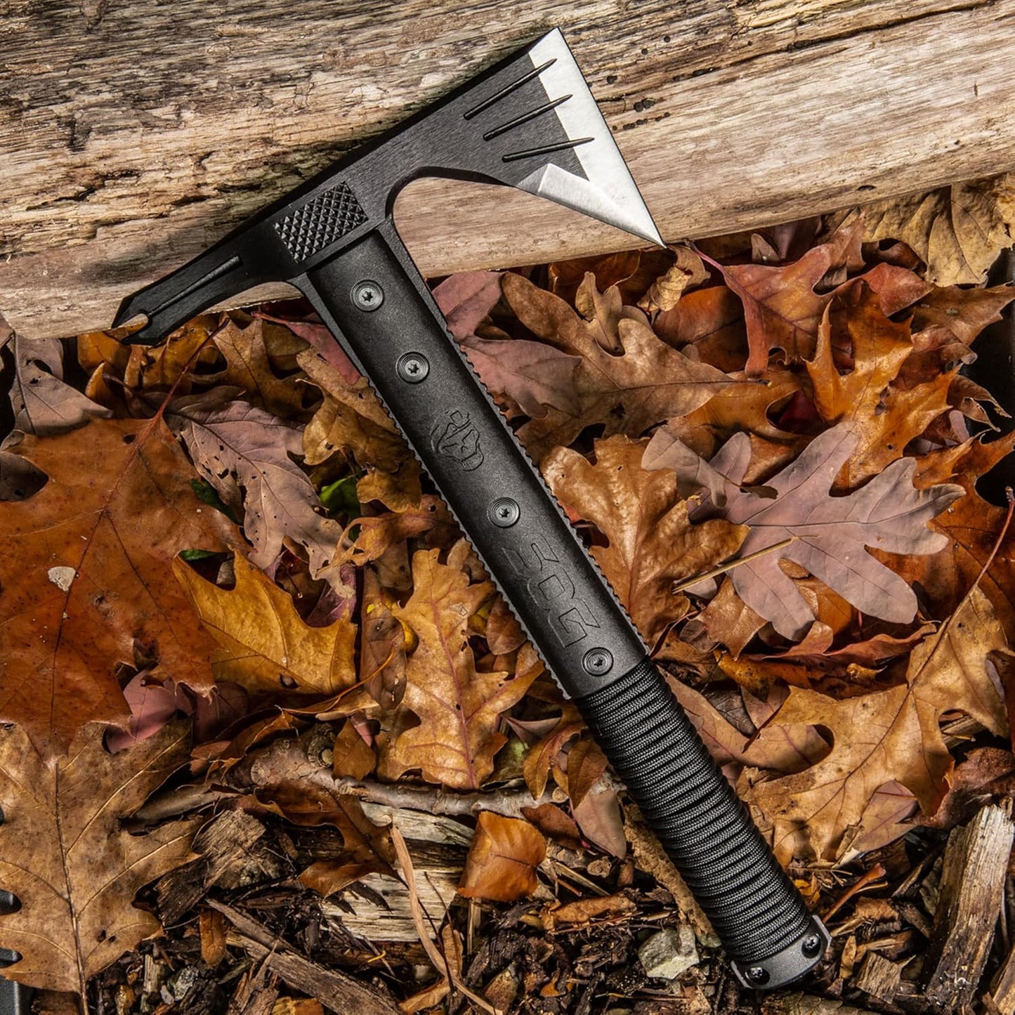 Survival Hawk Tactical Hatchet - Multi-Purpose Outdoor Tool with Fire Starter & Paracord Handle (SK1001-CP), Black
