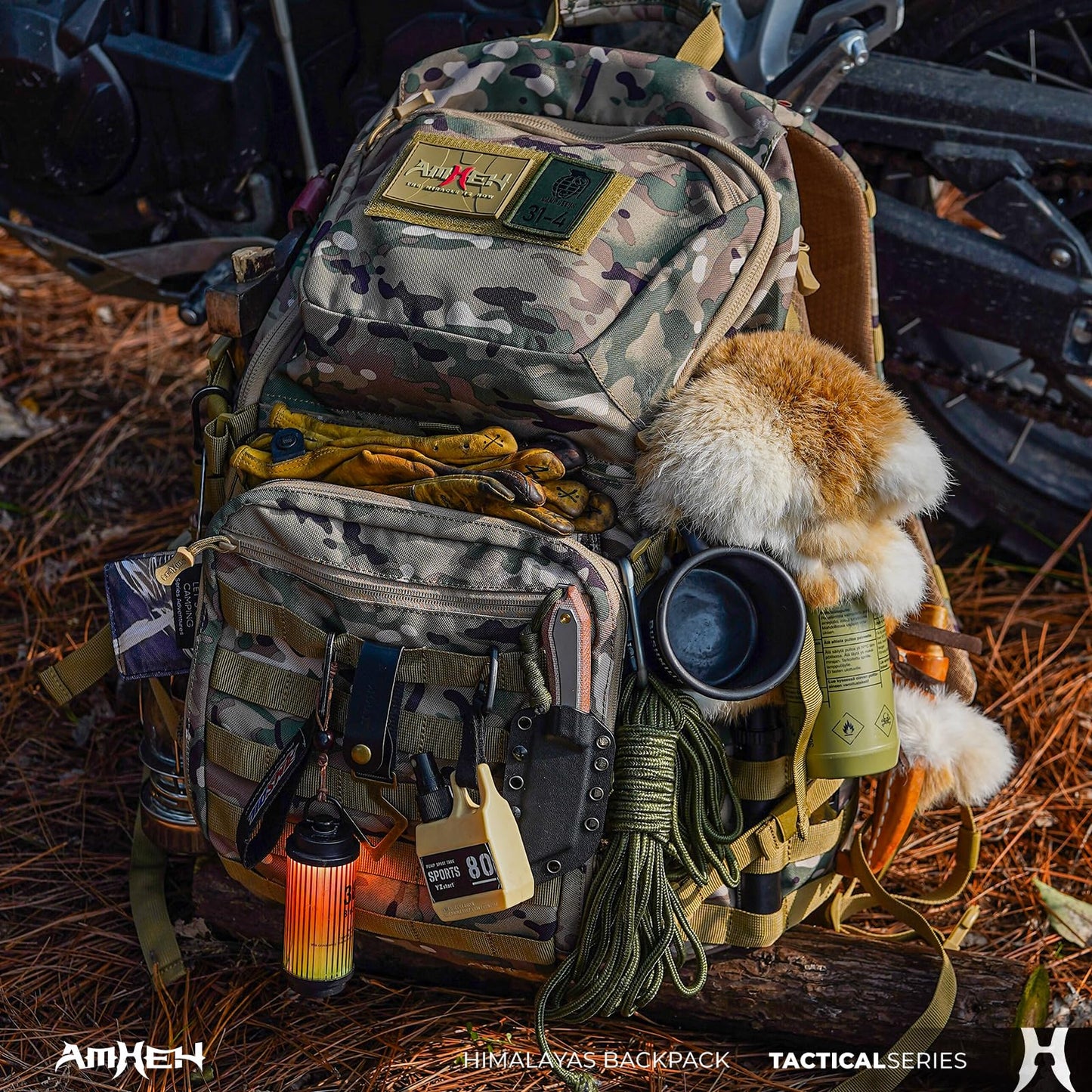 AMHEH 52L Tactical Backpack Military Molle Assault Pack - 3 Day Bugout Survival Rucksack, Hydration Compatible, Black