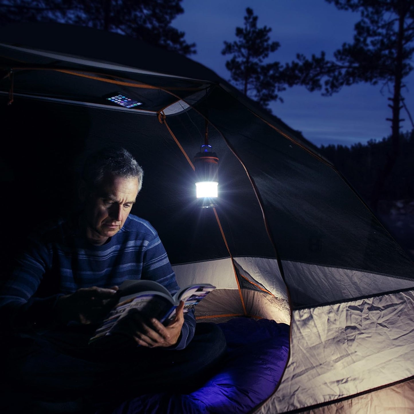 WAGAN EL4304 LED Camping Collapsible Lantern USB Rechargeable 240LM Flashlight Hanging Hooks Magnetic Base for Emergency Outdoor Hiking Home and Car