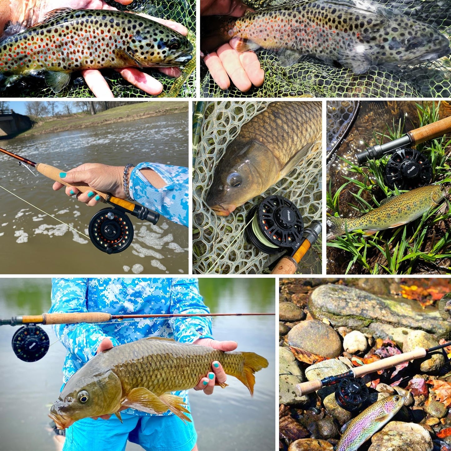 Aventik Z Fly Reel Center Drag System Classic III Graphite Large Arbor Sizes 3/4, 5/6, 7/8 Fly Fishing Reels (3/4 with Line)