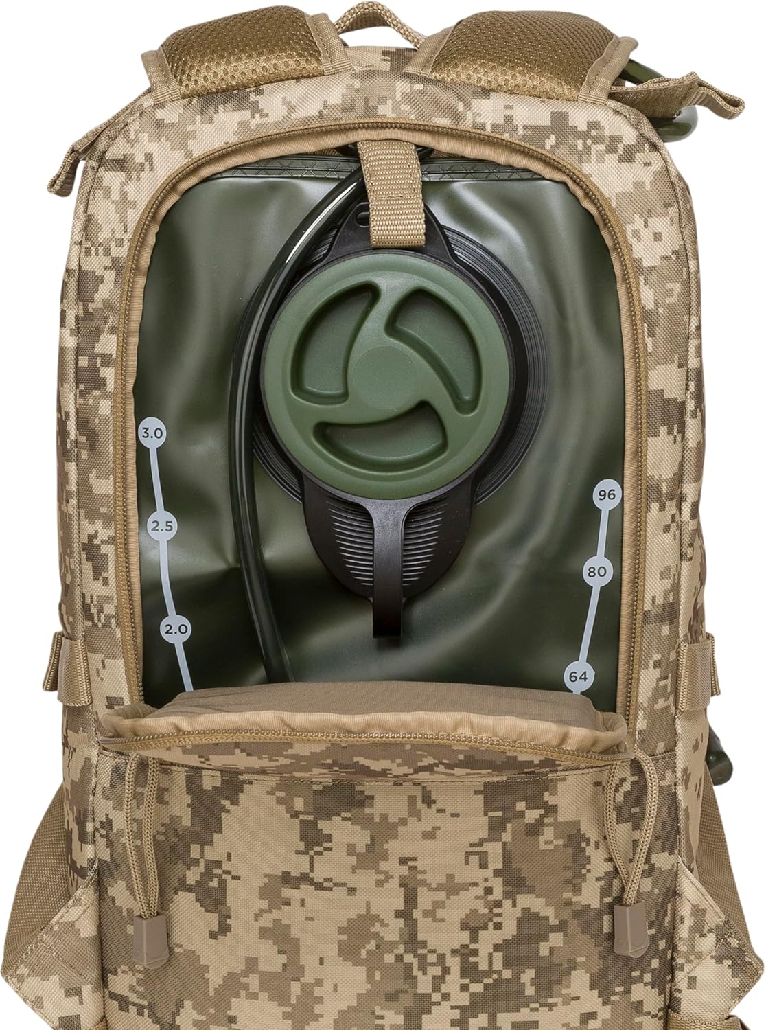 Surge Tactical Hydration Pack Military Backpack with MOLLE System | Survival Bug Out Bag | 22L Storage Capacity + 3L Reservoir (Digital Sand)