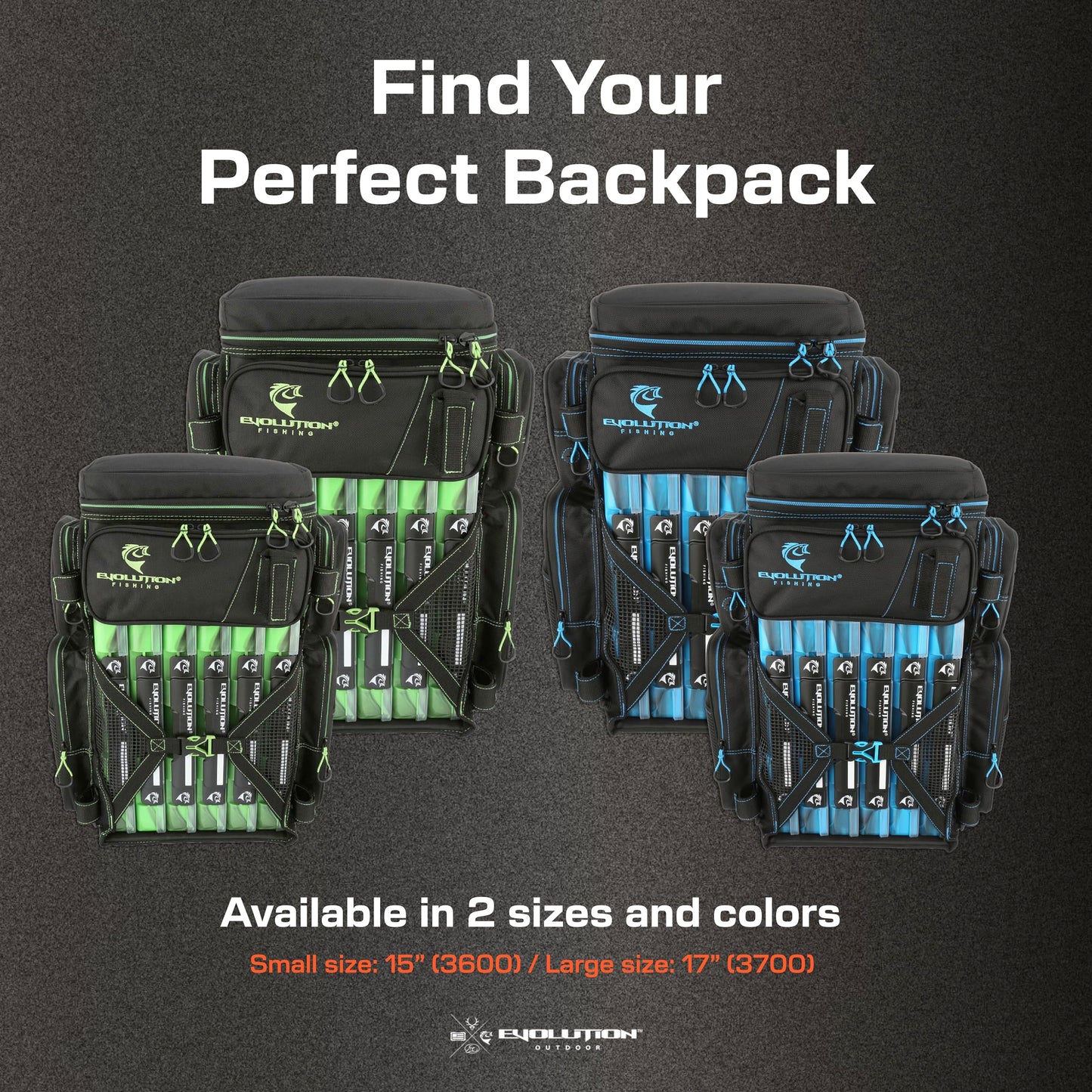 Evolution Fishing Drift Series 3700 Tackle Backpack with QuikLatch System & 2 Rod Holders – Blue, Heavy Duty Fishing Backpack w/ 6 Tackle Trays