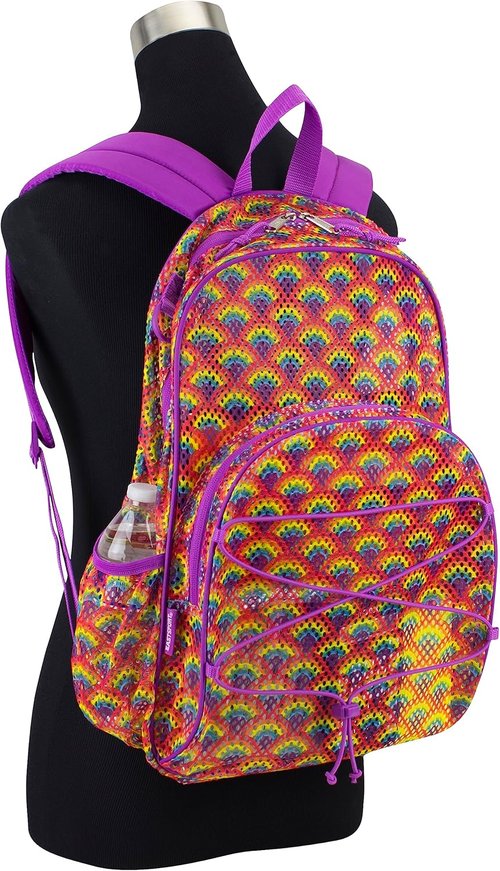 Lightweight Mesh Beach Backpack - See-Through Travel Bag for College, Swim & Gym - Black
