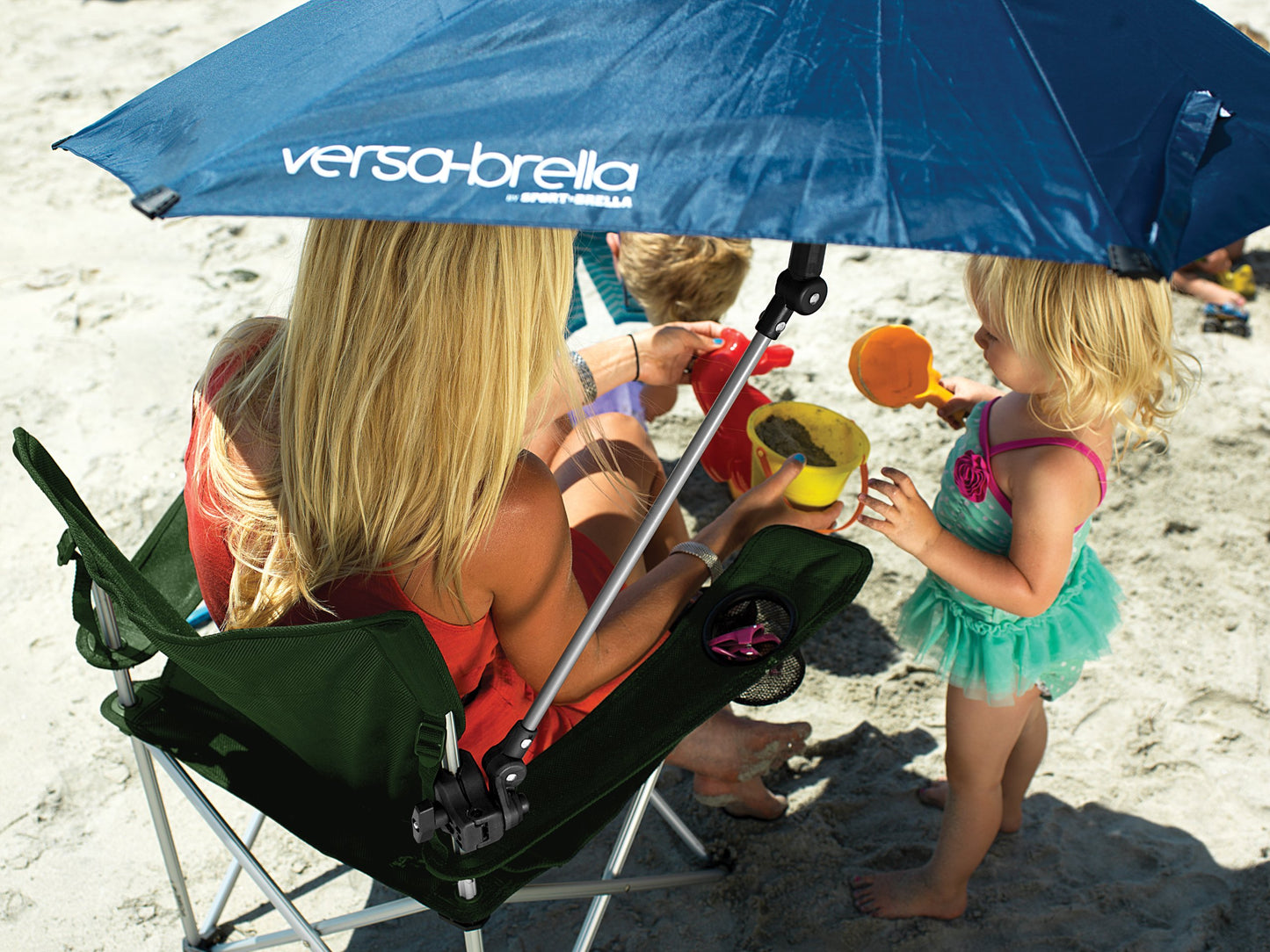 Ostrich 3 N 1 Beach Chair/Lounger Color: Blue [3N1-1001B] & Sport-Brella Versa-Brella 4-Way Swiveling Sun Umbrella (Midnight Blue)