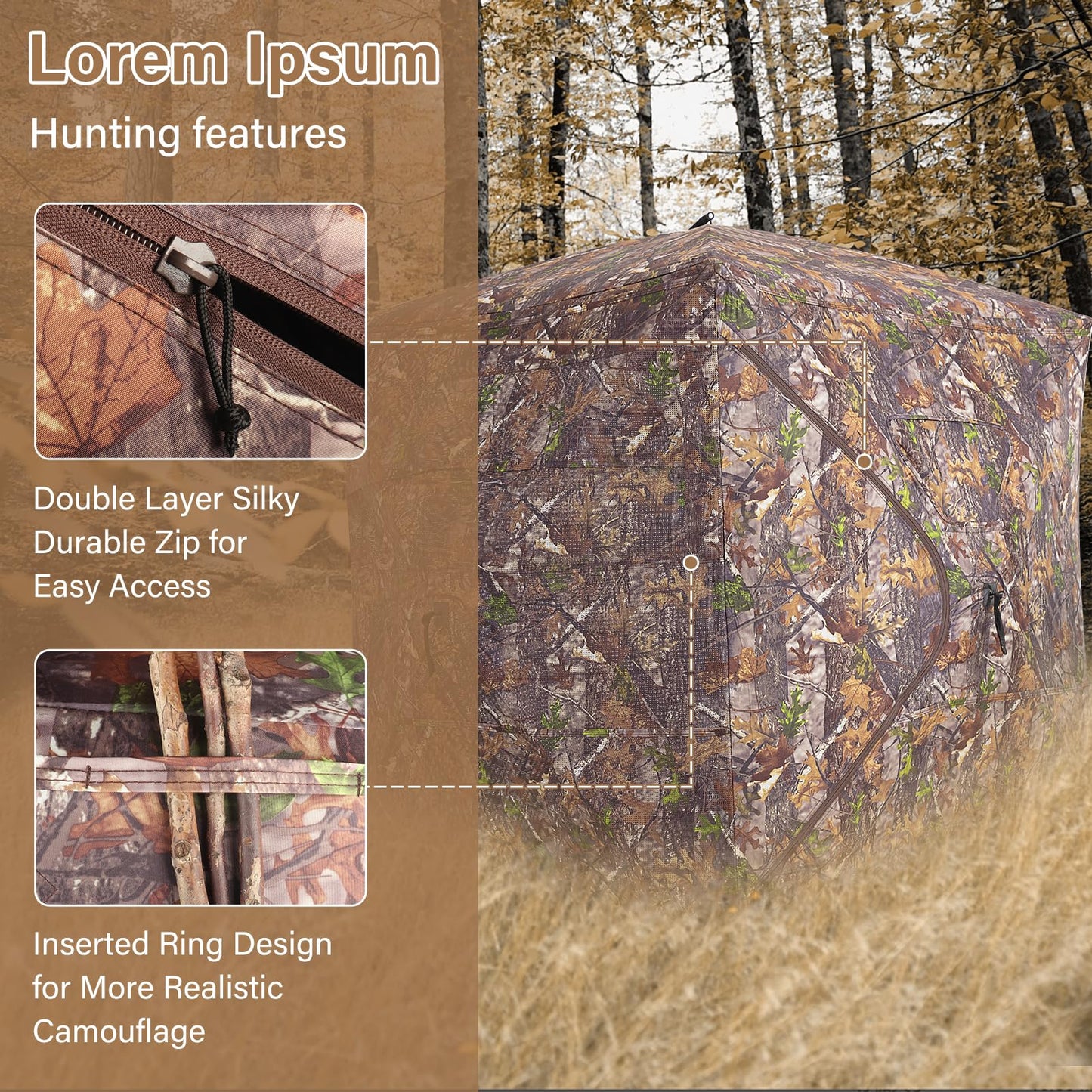 ANWEOR See Through Hunting Blind 270 Degree Portable Resilient Hunting Blind with Carrying Bag Easy Pop Up Ground Blinds for Deer Hunting Turkey Hunting 66x58x58 in