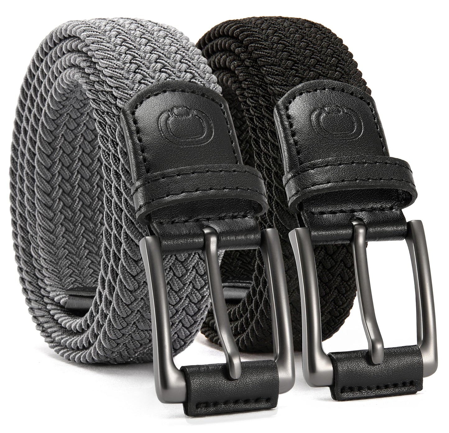 CHAOREN Stretch Belt Men 2 Pack - 1 3/8" Braided Golf Belts For Men - Casual Elastic For Pants and Jeans