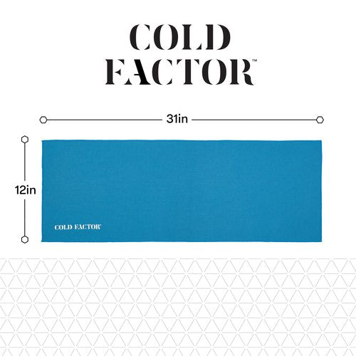 COLD FACTOR Instant Cooling Towel - Sports Cooling Towel with UPF 50+ and Reflective Protection - Moisture Wicking, Chemical-Free Evaporative Cooling for Hot Weather, Runners & Athlete (Blue, 1 Pack)