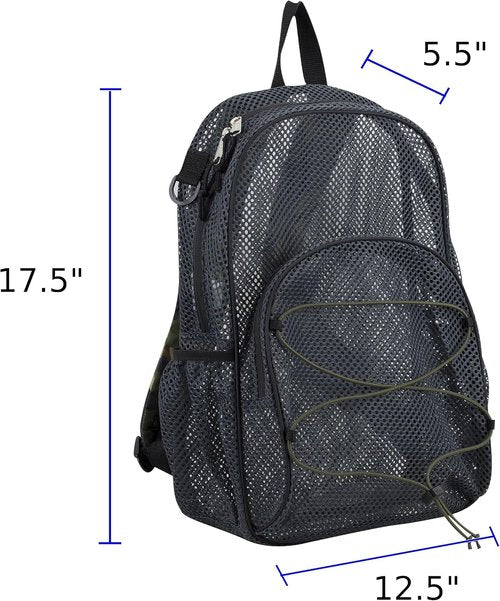 Eastsport Mesh Beach Backpack Lightweight See Through for Travel, College, Swim, Gym Bag, Black