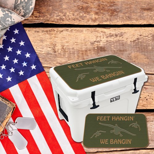 USATuff SeaDek EVA Mat Cooler Pad fits YETI 35 Tundra | Peel & Stick Application | Non Slip Comfort Accessories - Feet Hangin We Bangin (OliveGreen-Mocha)