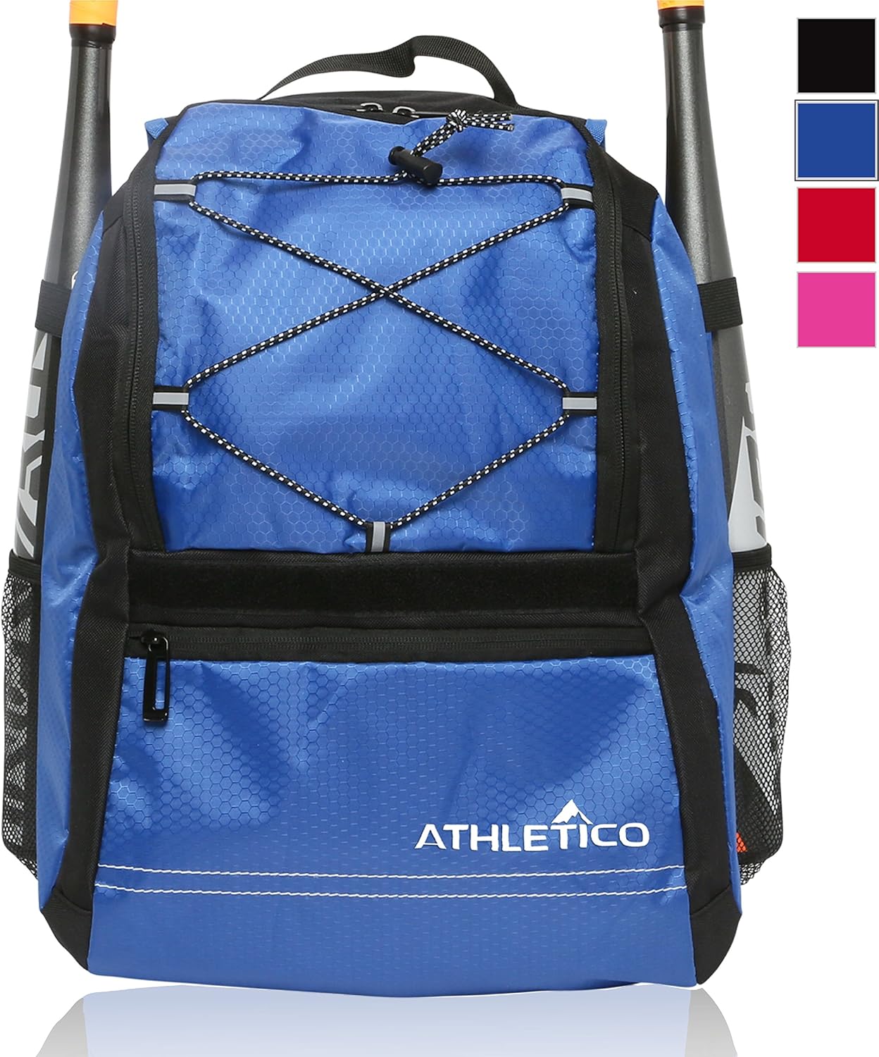 Athletico Youth Baseball Bag - Bat Backpack for Baseball, T-Ball & Softball Equipment & Gear | Holds Bat, Helmet, Glove | Fence Hook (Blue)