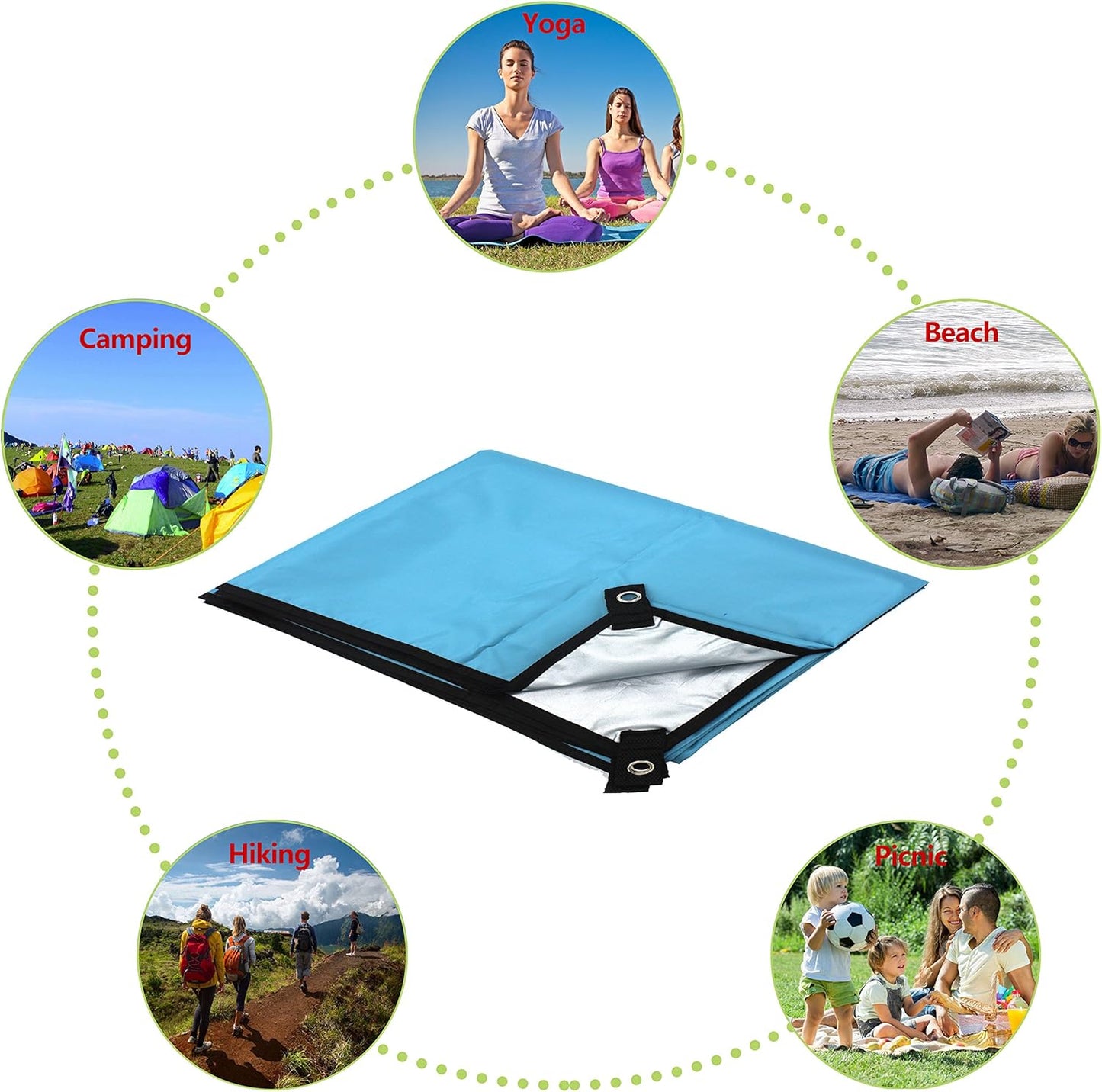 WoneNice 10x10 FT Waterproof Camping Tarp, Lightweight UV Protection Camping Cover for Tents, Beach, Picnics, Car and Adventure, Army Green