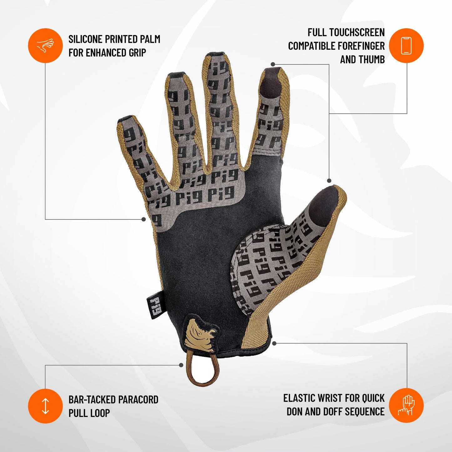 PIG FDT Delta Utility Gloves, Touchscreen Compatible, High Dexterity for Shooting Sports, 1 Pair, Coyote Brown, X-Large