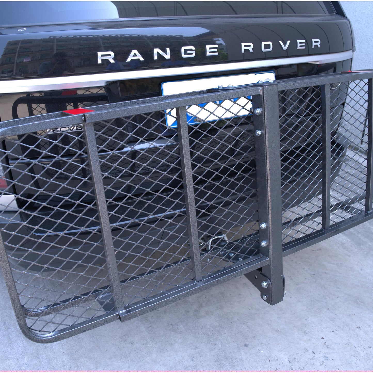 Folding Hitch Mount Cargo Carrier Basket 60x20x6” Rear Luggage Rack Basket,500LBS Capacity,Hitch Mount for 2" Receivers,Powder Coating,Heavy Duty, Durable,Easy Assembly,Straps Stabilizer