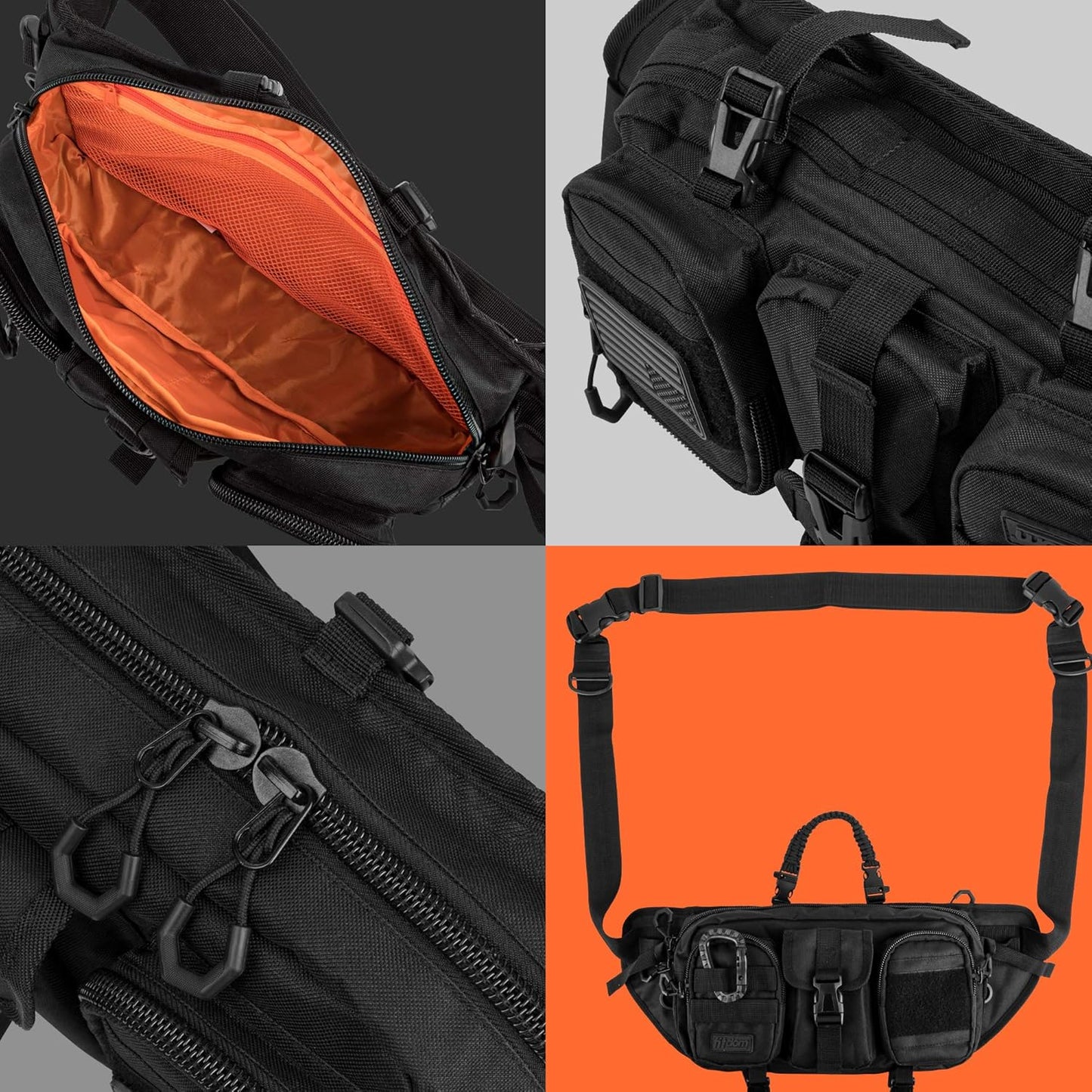 Fitdom Tactical Inspired Large Fanny Pack For Men. Perfect Techwear Accessories EDC Bag For Men. Multi-Functional Waist Pack