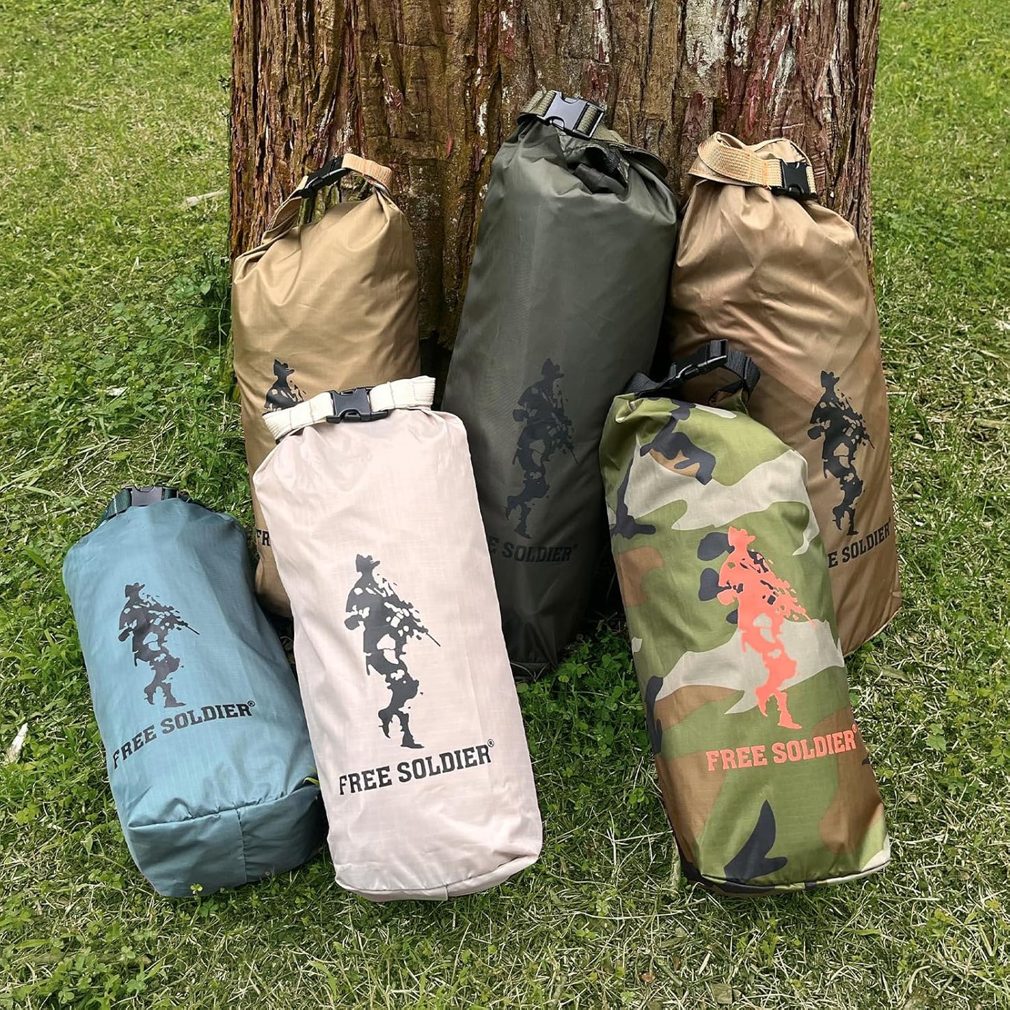 FREE SOLDIER Waterproof Portable Tarp Multifunctional Outdoor Camping Traveling Awning Backpacking Tarp Shelter Rain (Brown 10×10.5ft)