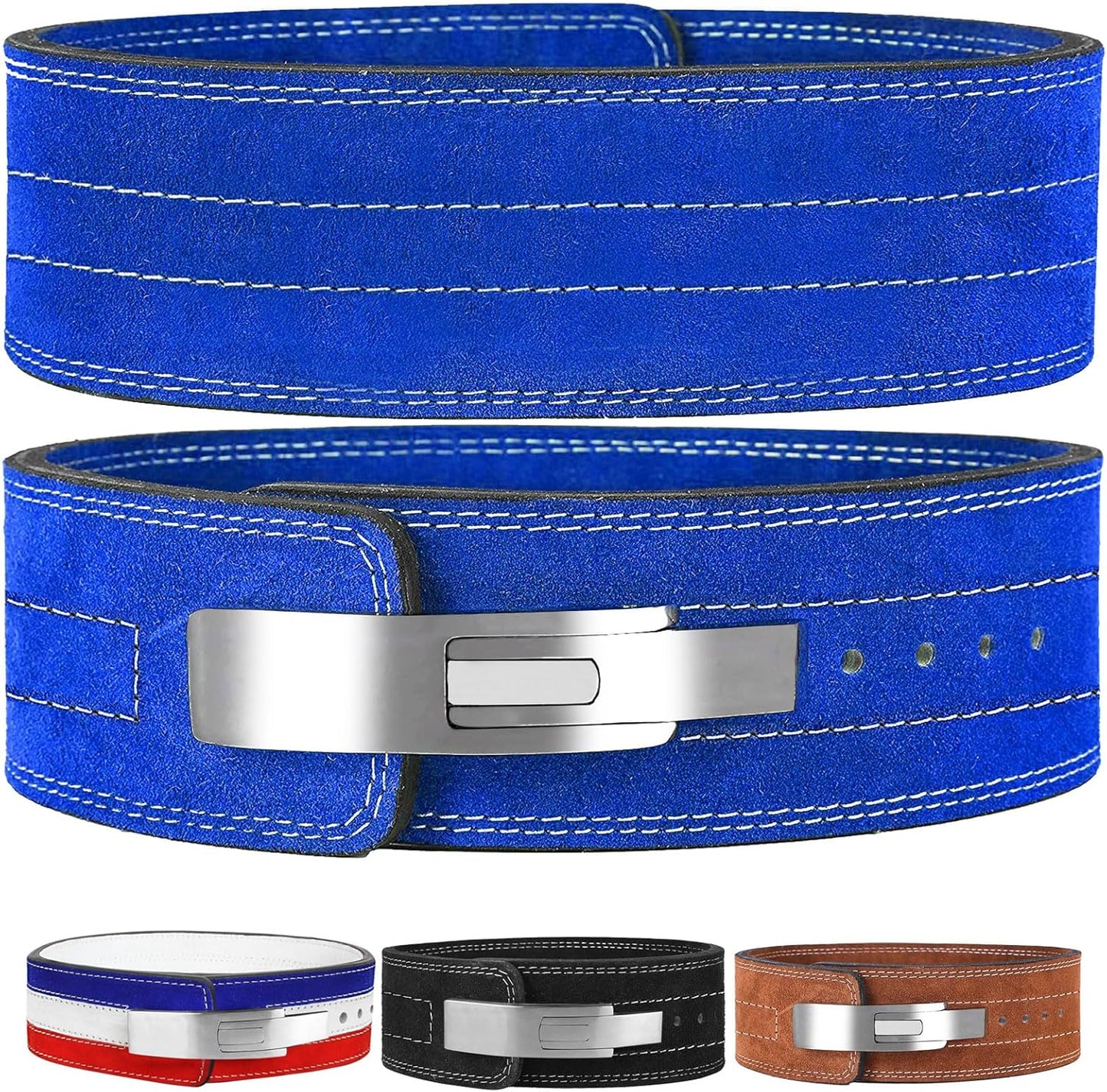 ARD CHAMPS™ 10MM Weight Power Lifting Leather Lever Pro Belt Gym Training Red,White & Blue