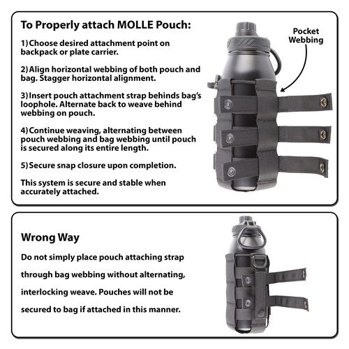 CAT Outdoors 4" MOLLE Straps with Snaps for Backpack - MOLLE Attachment Straps - MOLLE Webbing Accessories - MOLLE connectors - MOLLE Pack Straps - Tactical Strap Connectors (Black)