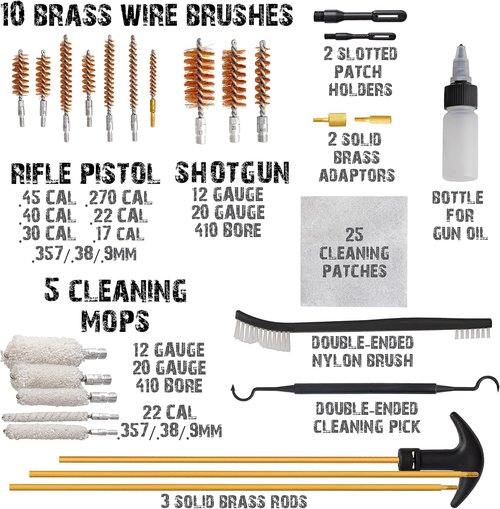 Deluxe Gun Cleaning Kit in Patented Bullet-Shaped Case, Cleaning Tools for Handguns, Shotguns and Rifles
