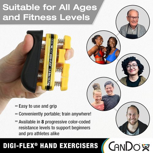 CanDo Digi-Flex Hand and Finger Exerciser Gold XXX-Heavy Resistance - For Dexterity, Strength, and Flexibility for Fingers, Hands, and Forearms.